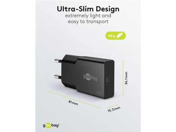 Goobay Slim, Sisätila, AC, 12 V, musta