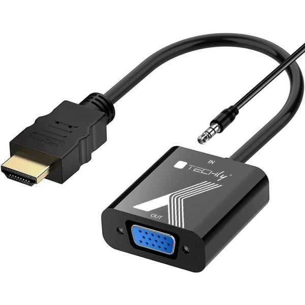 Techly IDATA HDMI-VGA2AP, musta, 0,1 m, CE, FCC, RoHS, 1920 x 1200 pikseliä, 480p, 576p, 720p, 1080p, 8 bittiä