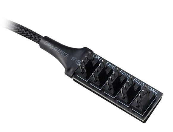 Akasa FLEXA FP5H - Tuulettimen jakaja - 4-nastainen PWM (naaras) 4-nastaiseen PWM (uros) - 12 V - 2 A - 30 cm - musta