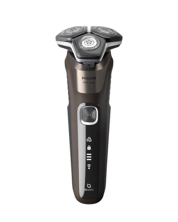 Philips SHAVER Series 5000 S5886/30, Roterende hode, Svart, Brun, Knapper, LED, Batteri/USB, Innebygd batteri