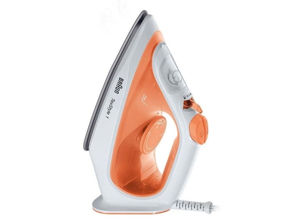 Braun TexStyle 1 SI1009OR, Höyrysilitysrauta, Tarttumaton pohjalevy, 1,9 m, 25 g/min, Oranssi, Valkoinen, 120 g/min