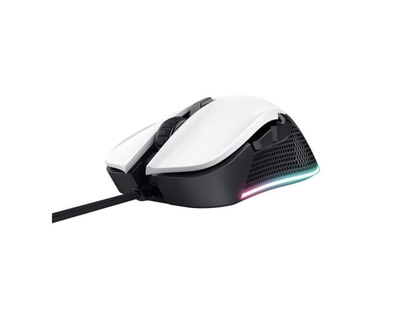 Trust GXT 922 YBAR - Mus - med belysning, gaming - högerhänt - optisk - 6 knappar - kabelansluten - USB 2.0 - vit