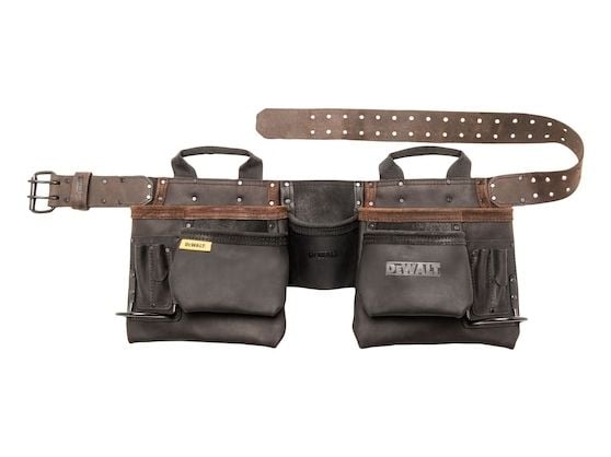 DEWALT DWST50112-1 verktygsbälte 140 cm Pro-läder, 11 fickor, brun
