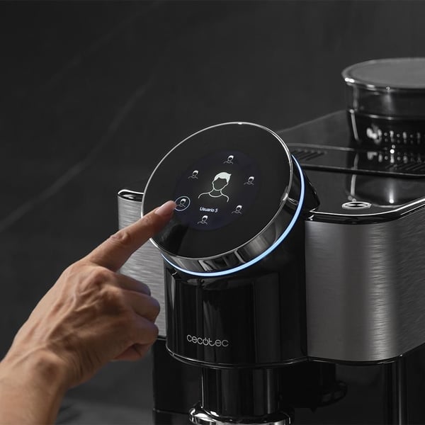 Cecotec Cremmaet Spin, Espressokone, 1,5 L, Kahvipavut, Sisäänrakennettu jauhin, 1450 W, musta