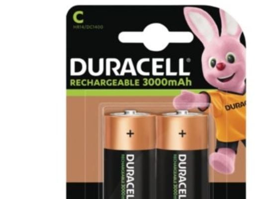 Batteri Duracell oppladbart C 3000mAh 2 stk/pakning