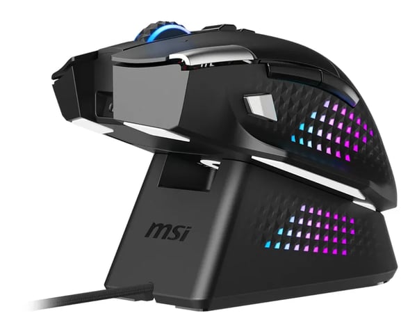 MSI VERSA PRO - Mus - optisk - 15 knappar - trådlös, kabelansluten - 2.4 GHz, Bluetooth 5.3, USB - låda