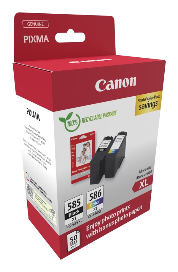 Canon PG-585XL/CL-586XL mustekasetit ja valokuvapaperi PIXMA TS7650i/TS7750i