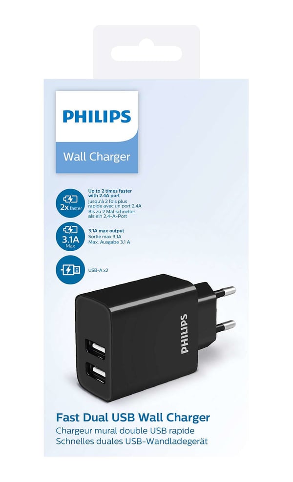 PHILIPS USB lader med 2 udtag