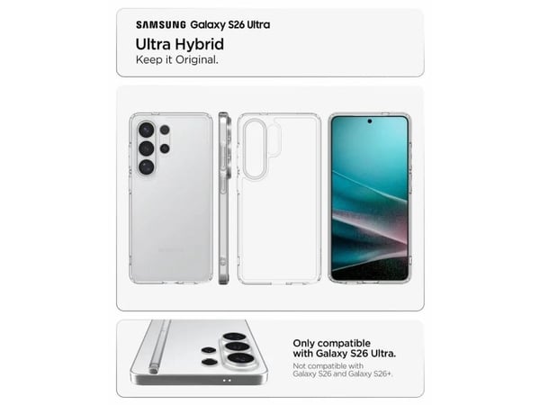 Spigen Ultra Hybrid, Suojus, Samsung, Galaxy S26 Ultra, 17,5 cm (6.9"), Läpinäkyvä, Harmaa
