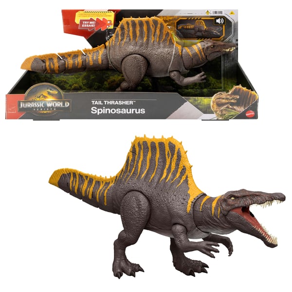 Mattel Jurassic World Rebirth Tail Thrasher Spinosaurus actionfigur