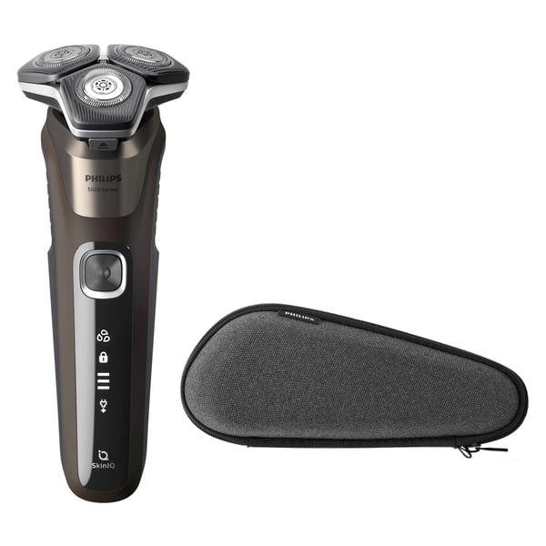 Philips SHAVER Series 5000 S5886/30, Roterende hode, Svart, Brun, Knapper, LED, Batteri/USB, Innebygd batteri