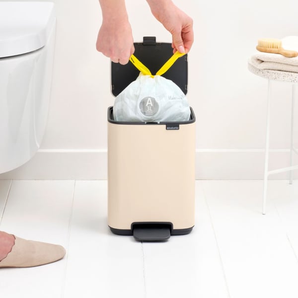 Brabantia Bo, 4 L, Suorakulmainen, Terästä, Beige, Muovi, Poljin