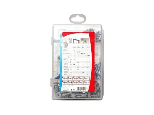 Fischer 518528, Ruuvi- ja seinäpistokesarja, Kipsilevy, Nailon, 50 kpl, Laatikko, 50 Plasterboard fixings GK