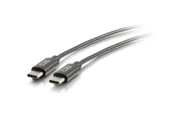 C2G 0.9m (3ft) USB C-kaapeli - USB 2.0 (3A) - M/M USB Type C-kaapeli - Musta - USB-kaapeli - USB-C (han) til USB-C (han) - USB 2.0 - 3 A - 90 cm - ...