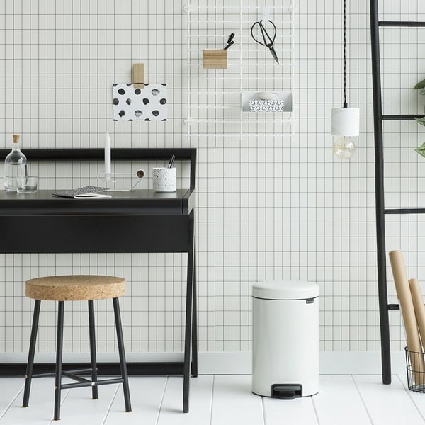 Poljinkori, Brabantia newIcon, valkoinen, jauhemaalattu teräs, 12 l, muovinen sisäsäiliö