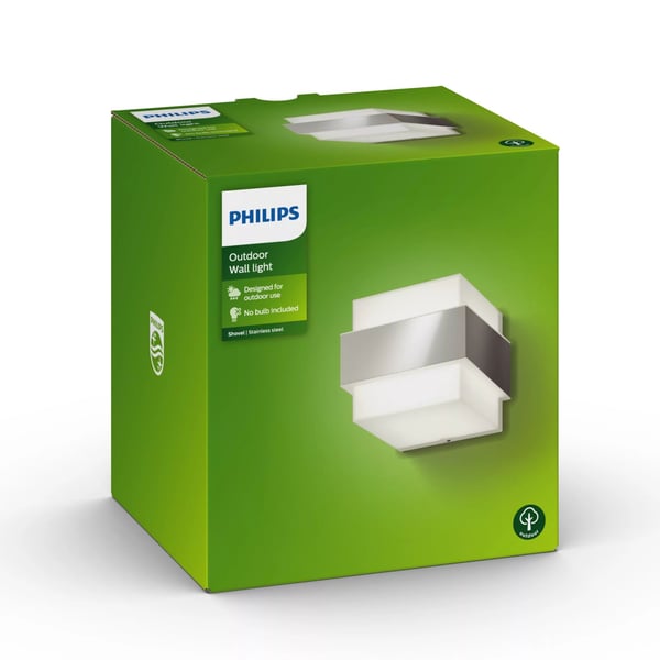 Philips Shovel 1733547Pn vägglampa E27, rostfritt stål