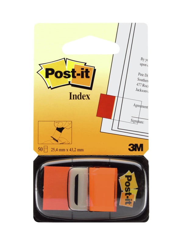 3M Post-It folieindekseringsfliker 25x43mm 50 stk. oransje (13K001E)