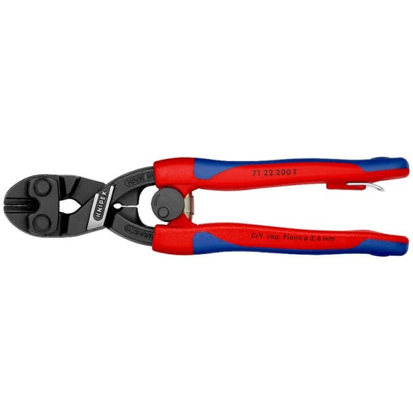 Knipex 71 22 200 T, pulttileikkuri, sininen, punainen, HRC 64, musta, sininen, punainen, 55 mm, 23 mm