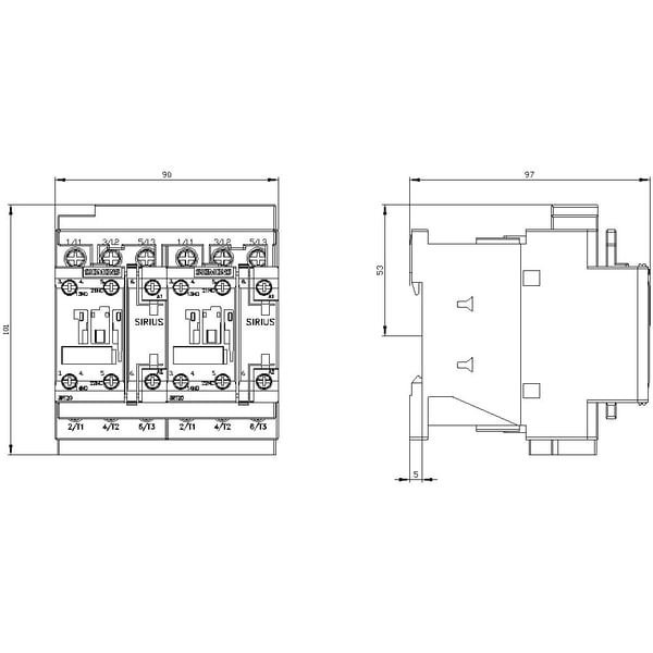 Siemens 3RA2326-8XB30-1AK6 kääntökontaktorikombinaatio, 3 sulkevaa kosketinta, 690 V/AC, 22 A, 1 kpl, 101 mm, 97 mm, 109 mm, 112 mm, 912 g, 1 kpl