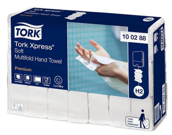 Håndklædeark Tork H2 Xpress® Soft Premium Multifold - (21 pakker x 110 ark)