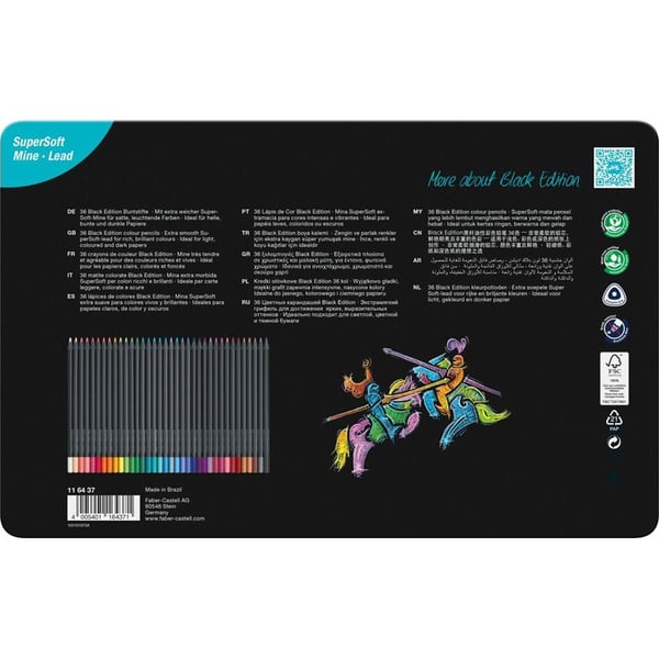Faber-Castell 116437 fargeblyanter 36 stk., Black Edition, flerfarget