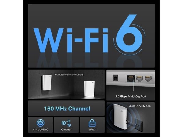 TP-Link RE6000XD Mesh Wi-Fi 6 -toistin AX6000, valkoinen