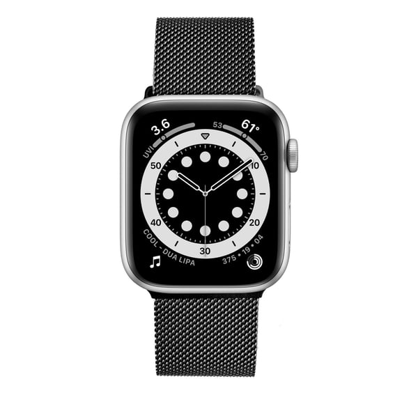 FIXED - Slinga för smart klocka - andas - svart - för Apple Watch (42 mm, 44 mm, 45 mm, 46 mm, 49 mm)