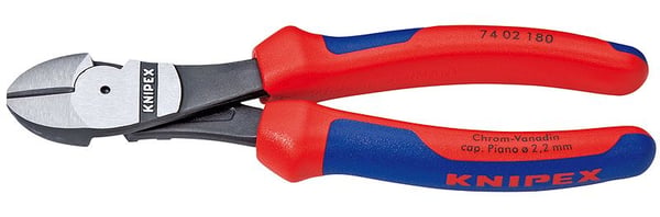 Knipex 74 02 180, Diagonal tang, Kromvanadiumstål, Plast, Blå, Rød, 180 mm, 273 g