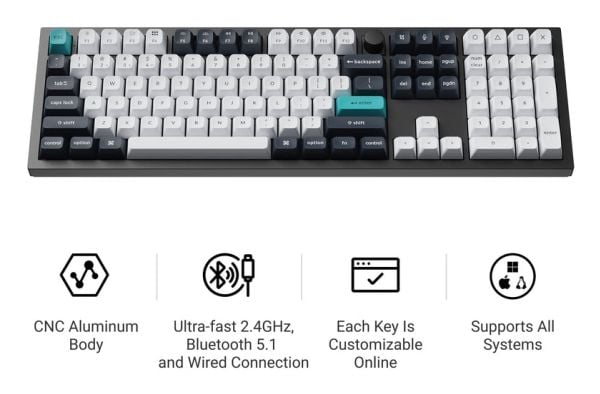 Keychron Q6 Max gamingtastatur mekanisk Gateron Jupiter QWERTY, svart