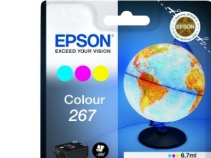 Epson Globe 267 Maapallo, värilliset musteet, Perusvärintuotto, Syaani, Magenta, Keltainen, Väriainepohjainen muste, 6,7 ml, 1 kpl, Kertapakkaus