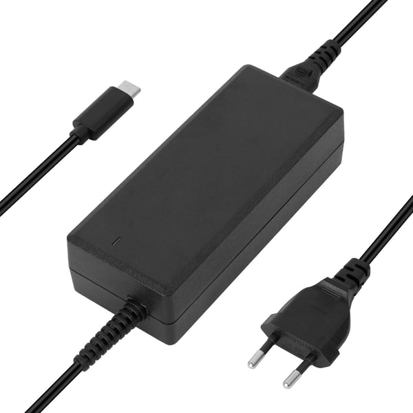 DELTACO - USB-C-strømadapter - AC 100-240 V - 65 watt - 1 m kabel - svart