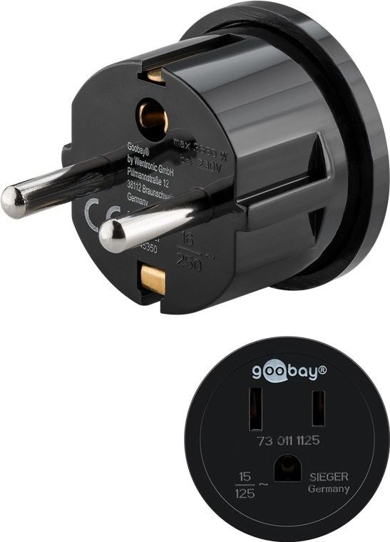 PremiumCord Goobay Travel Adapter USA/Japani laitteisiin ja latureihin, joissa on eurooppalainen pistoke