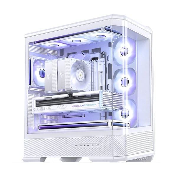 Jonsbo D400, Midi Tower, PC, Vit, Mini-ITX, micro ATX, ATX, Stål, Acrylonitrile Butadiene Styrene, Glas, Gaming