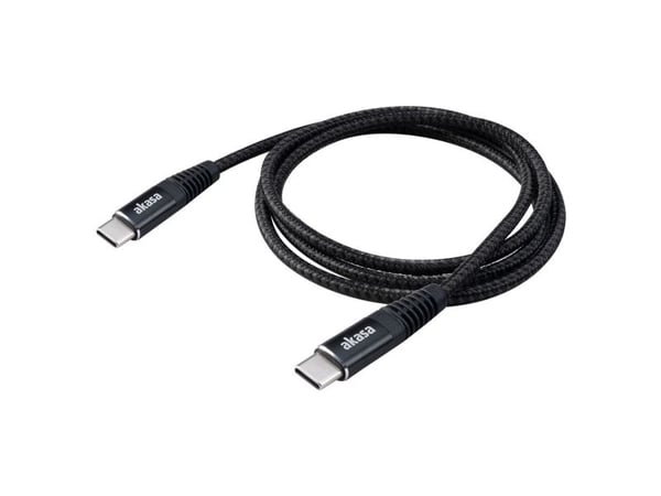 Akasa USB Type-C til USB Type-C 100W PD Ladekabel - Svart