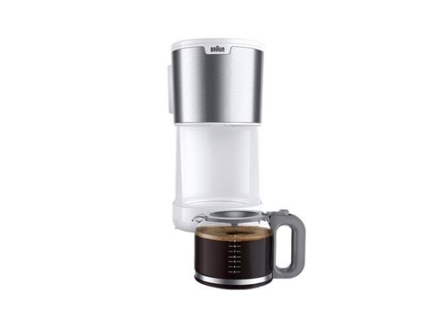 Braun PurShine KF 1500 - Kaffemaskin - 10 kopper - rustfritt stål / hvit