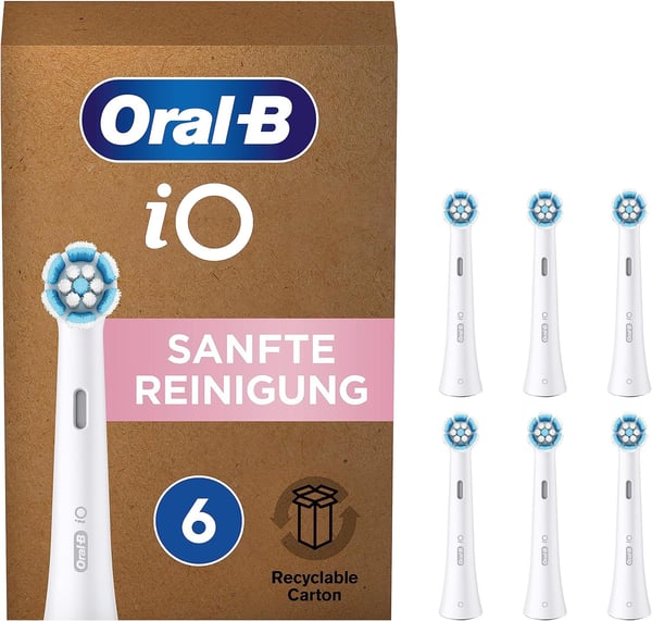 Oral-B iO -sarjan Gentle Care -hammasharjan päät - valkoinen - 6 kpl