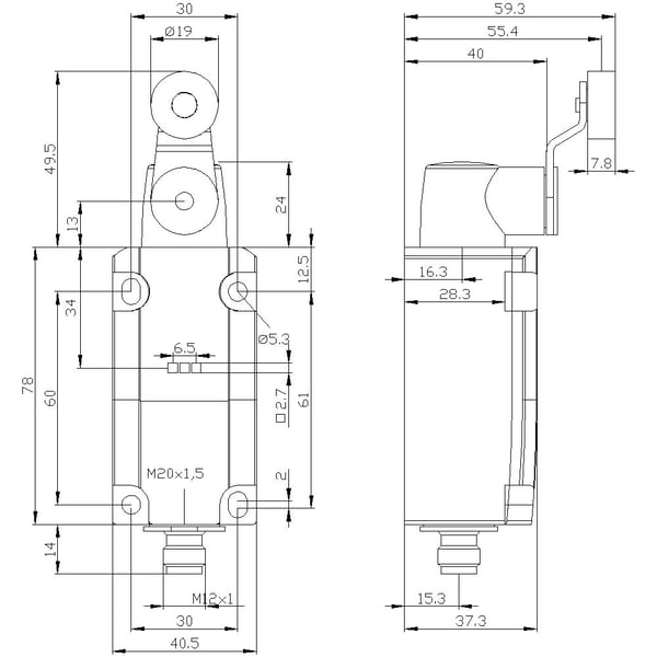 Siemens 3SE51141CH021AF3 3SE5114-1CH02-1AF3 Positionsschalter 3 A Schwenkhebel, Metallhebel IP66, IP67 1 St., Metall, IP66, IP67, Cuboid, 43 mm, 67...