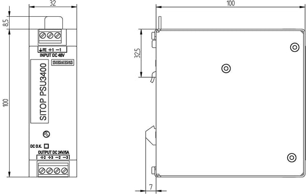 Siemens 6EP32330TA000AY0 DIN-kiskoon asennettava virtalähde (DIN-Rail) Sisältö: 1 kpl, 130 W, 32 mm, 100 mm
