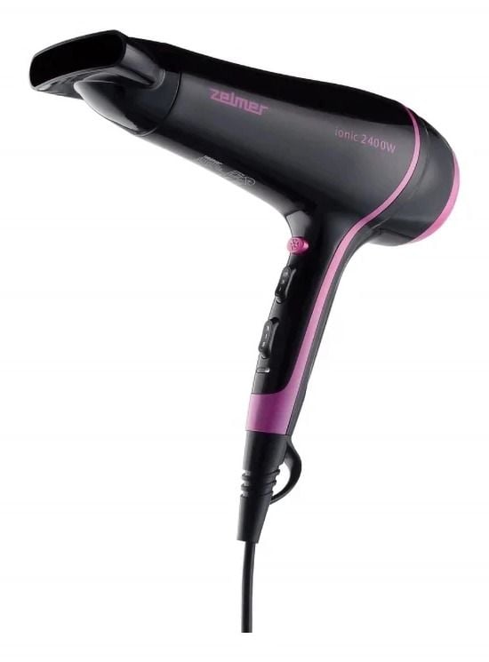Zelmer ZHD8360 hårtork 2400 W med diffuser, svart-rosa