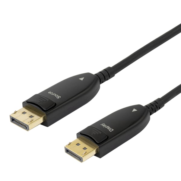 DELTACO - DisplayPort-kabel - DisplayPort (hann) til DisplayPort (hann) - DisplayPort 1.4 - 20 m - Active Optical Cable (AOC), 8K 30Hz støtte - svart