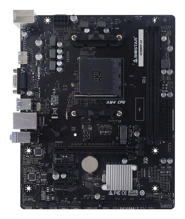 Biostar A520MHP -emolevy, A520-piirisarja, AM4, micro-ATX, DDR4