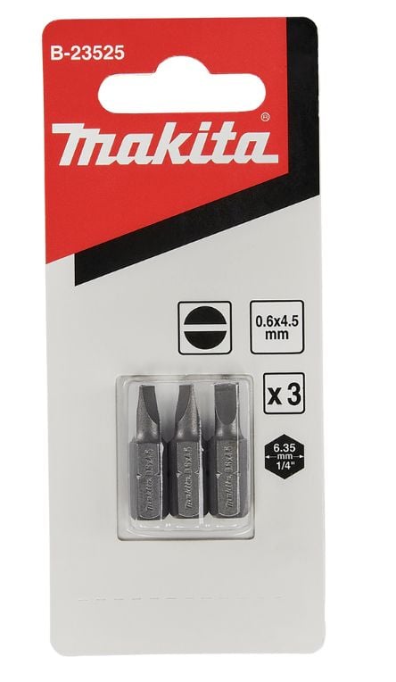Makita B-23525, 3 stykker, Kors, 1/4", PH 1, 0.6 mm, SL0.6x4,5