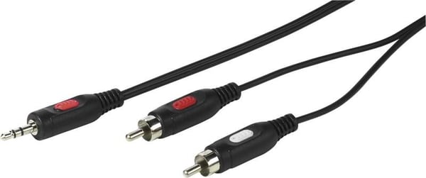 Vivanco VVAJACK2RCA18MMK, 2 x RCA, Hankjønn, 3.5mm, Hankjønn, 1,5 m, Svart