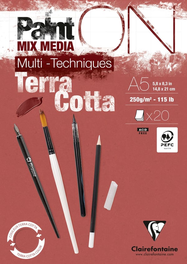 Paint-On block A5 250 g Terra Cotta, 20 ark, topplim