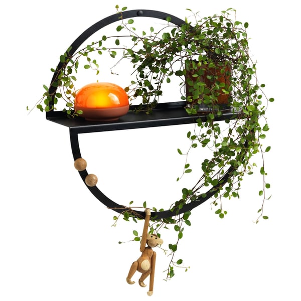 Cirkelhylde i sort metal Ø35 cm (10 x Ø35 cm) sort