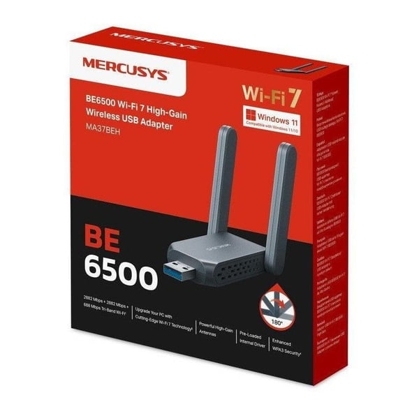 MERCUSYS MA37BEH WiFi 7 USB-adapter (AC1300, 2,4/5/6 GHz, USB 3.0)