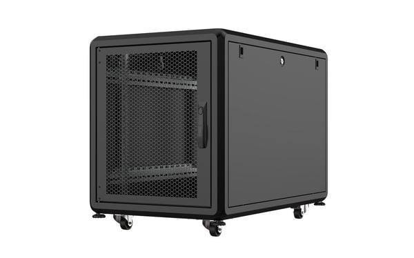 Lanview RSL12U61BL, Itseseisova teline, 12U, 600 kg, Näppäinlukko, Kotelon kiskot, Säädettävät jalat