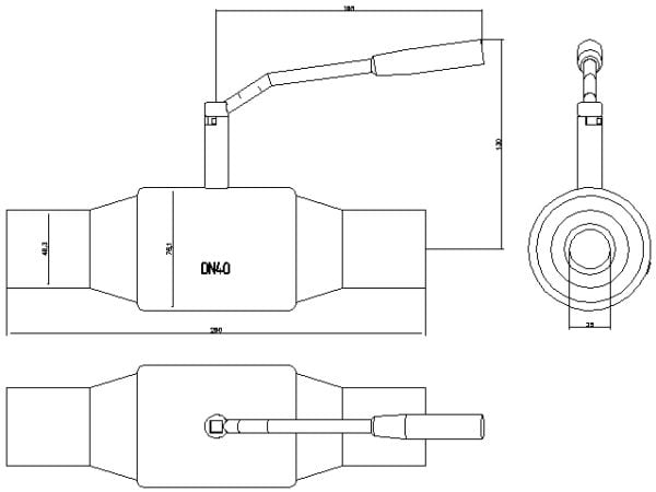 Danfoss JIP kugleventil DN40 svejse/svejse