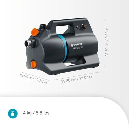 Gardena 14610-20, 180 W, Batteri, 3 stang, 3000 l/t, IPX4, Svart, Blå