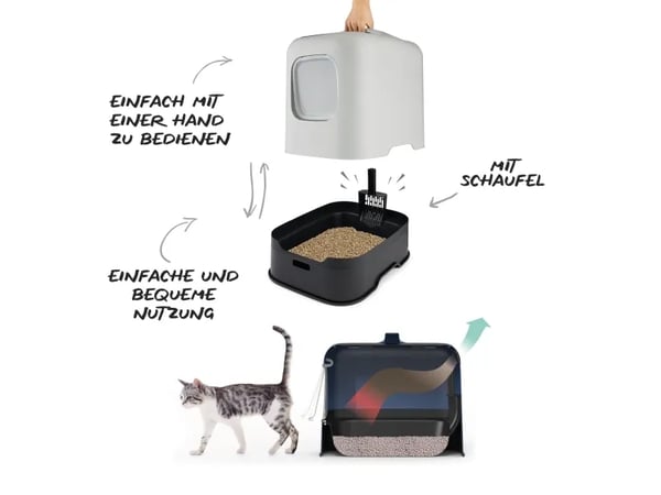 Rotho BIALA, Katt, Kattsandlåda med tak, Vit, Plast, 395 mm, 510 mm